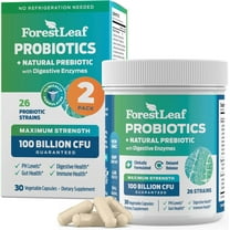 Forest Leaf Probiotics 100 Billion CFU Natural Prebiotic with Digestive Enzymes for Men and Women, 30 Capsules