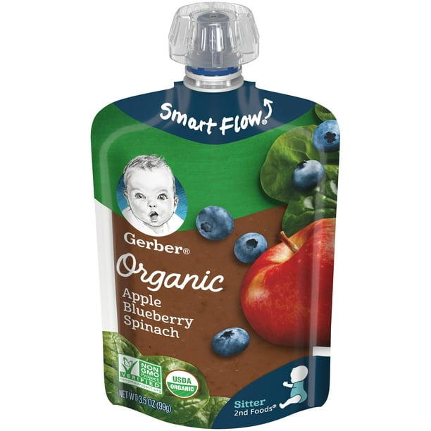 Gerber 2nd Foods Organic Apple Blueberry Spinach Baby Food, 3.5 oz