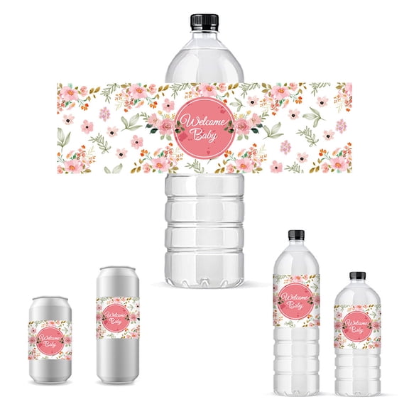 30pcs Flower Bottle Stickers Personalized Water Bottle Labels Waterproof Wine Bottle Wraps Self-Adhesive Champagne Cover TagsDIY