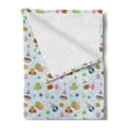 thumbnail image 2 of Birthday Soft Flannel Fleece Throw Blanket, Cheery Celebration Owls in Party Hats with Presents Balloons Tasty Cakes, Cozy Plush for Indoor and Outdoor Use, 50" x 60", Multicolor, by Ambesonne, 2 of 5