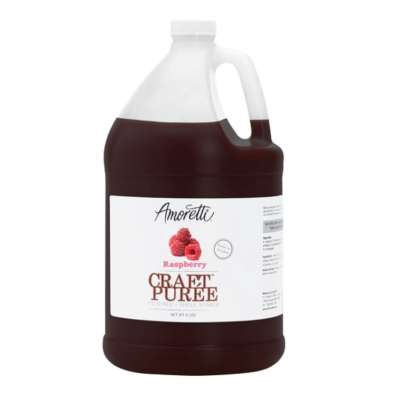 Amoretti - Raspberry Craft Puree 9 lbs - Perfect for Brewing, Cocktails, and other Beverages, Made of Real Fruit, No Preservatives, Filtered, Super Concentrated, Fully Pasteurized, TTB Registered