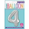 thumbnail image 4 of Unique Industries Foil Big Number 4 Shaped 34" Silver Solid Print Party Balloon, 4 of 4