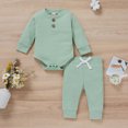 thumbnail image 4 of Gerichy Toddler Baby Boy Clothes Fall Winter Outfit, Baby Boys Girls Long Sleeve Solid Romper Bodysuit+Pants Outfits, 4 of 4