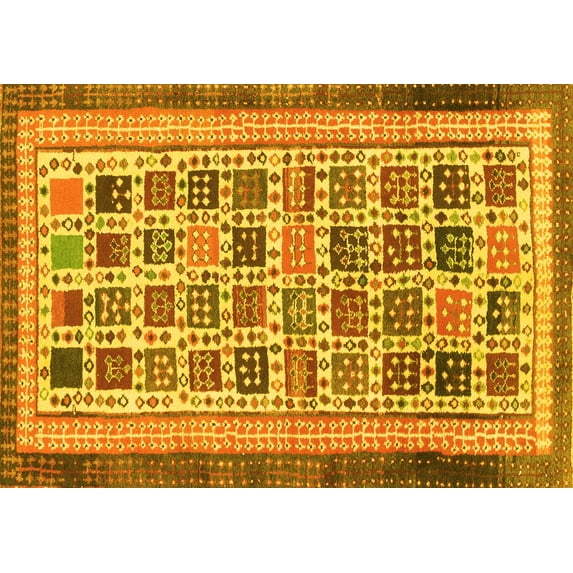 Ahgly Company Indoor Rectangle Abstract Yellow Modern Area Rugs, 4' x 6'