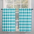 thumbnail image 2 of Brown White Plaid Kitchen Curtain 63 Inch Length Small Short Cafe Tiers Curtains Drape, Gradient Geometric Buffalo Checkered Window Treatment Rod Pocket Drapery Panels Curtains, 52x63, 2 of 5