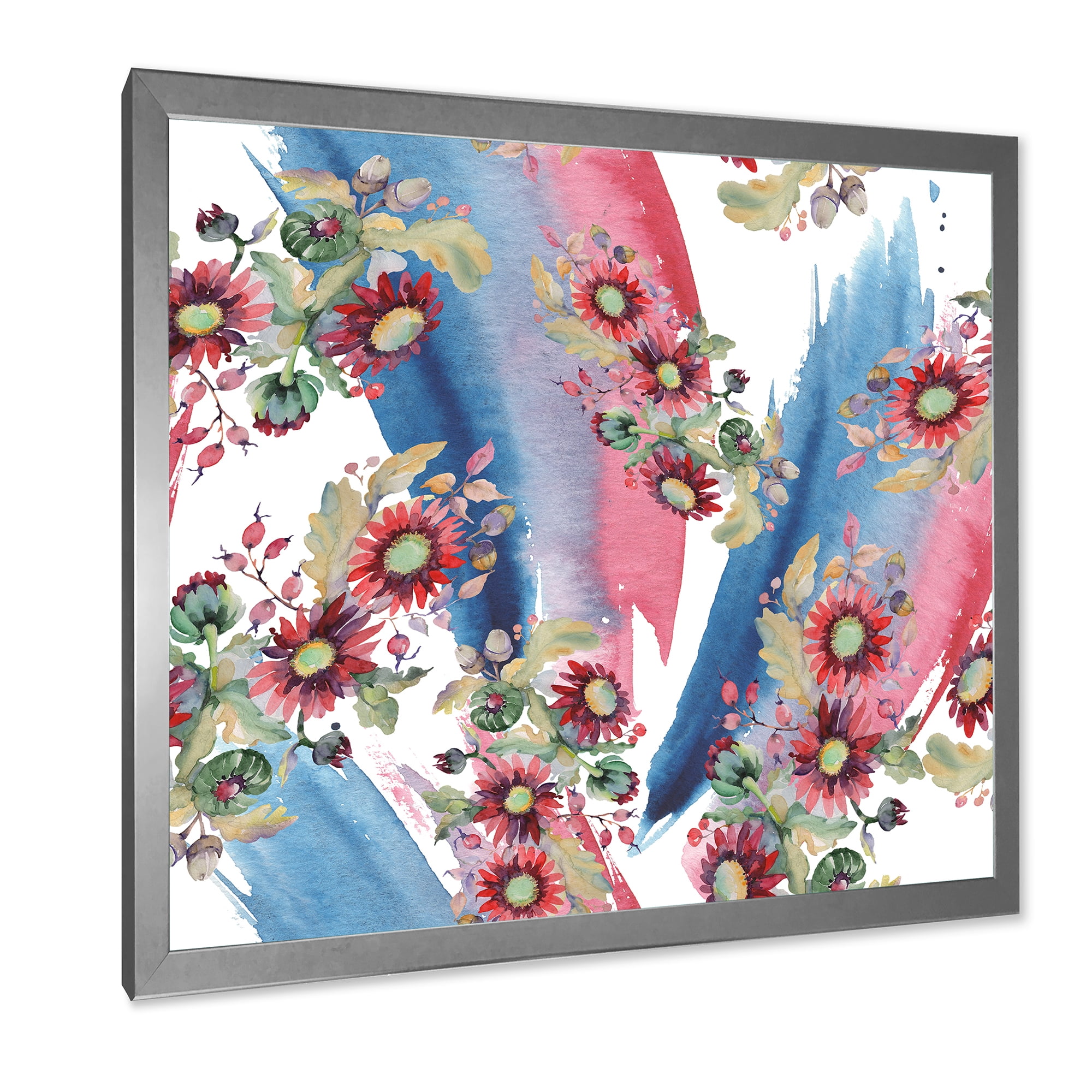 Designart 'Acorn Bouquet and Red Aster' Modern Framed Art Print