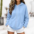 thumbnail image 6 of FDGIU Women's Full Zip Up Hooded Sweatshirt, Long Sleeve Drawstring Hoodie Jacket with Kangaroo Pocket Casual Outerwear for Daily Outdoor Wear, 6 of 8