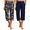Black/Navy Blue, variant on 2 Pack Women's Capri Pajama Pants Printed Drawstring Comfy Pj Bottoms With Pockets