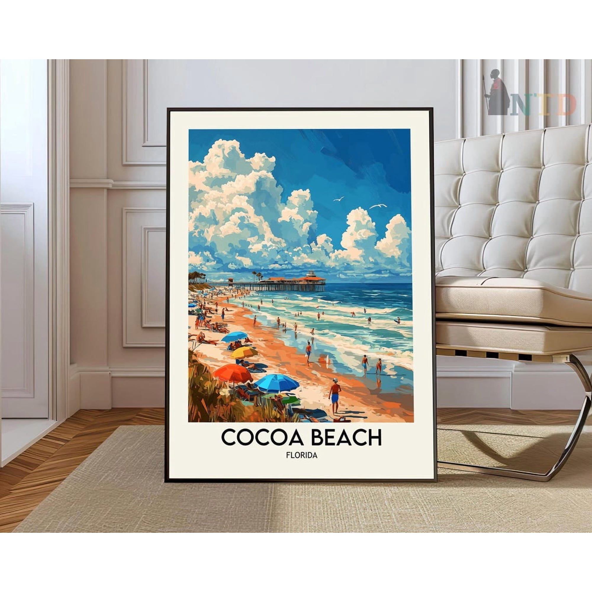 Cocoa Beach Florida Poster, Space Coast Beach Travel Decor