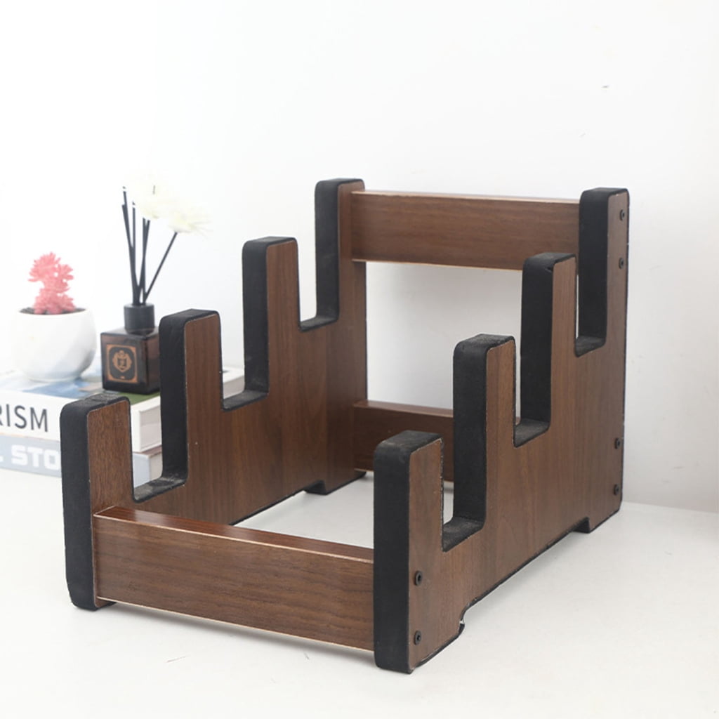 Space Saving Guitar Rack Wood Construction Stores Electric Bass Guitars Securely Soft Padding Prevents Scratches