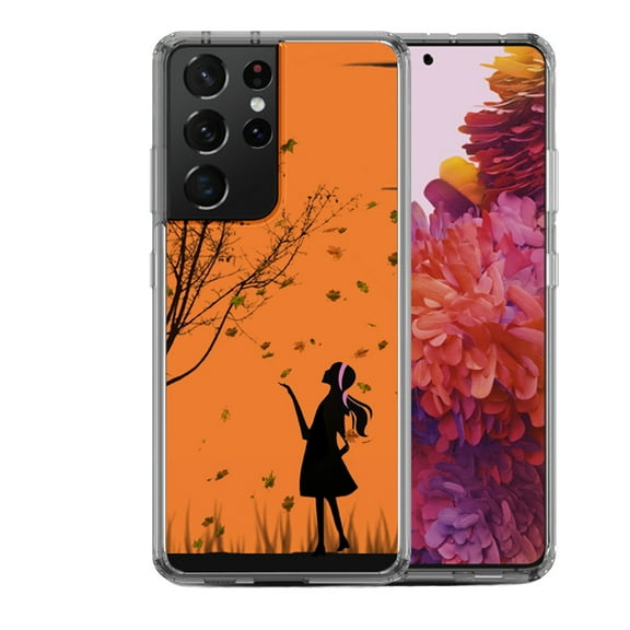 Shockproof Hybrid Bumper Phone Case for Samsung Galaxy S21 Ultra, by OneToughShield ® - Autumn Leaf