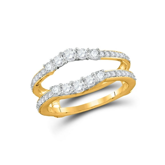 14kt Yellow Gold Womens Round Diamond Wedding Wrap Ring Guard Enhancer 3/4 Cttw