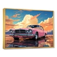 thumbnail image 2 of Designart "Sunset Cadillac Pink Luxury Ride II" Transportation Framed Wall Art - Modern Pink Car Muscle Car Entryway Framed Wall Art Print, 2 of 6