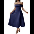 thumbnail image 2 of Vestido de Noche de Cóctel con Hombros Descubiertos y Cremallera para Mujer Azul Profundo S, 2 of 8