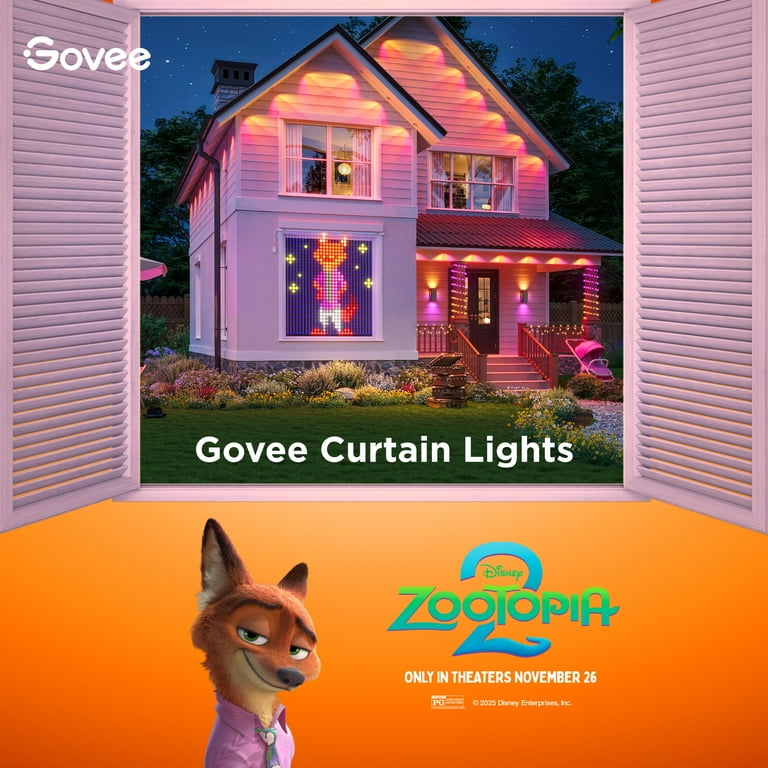 Govee Curtain Lights , Celebrate Disney's Zootoipa 2 themed, Smart