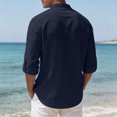 thumbnail image 4 of Kizanda Men Half Button Work Shirt with Chest Pockets Pullover Lightweight Stand Collar Work Comfy Office Shirt Long Sleeve Fall Winter Business Casual Top for Men L, 4 of 9