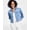 Light Indigo, variant on Women's Embellished Denim Trucker Jacket Deep Black Wash XXL