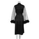 thumbnail image 4 of Women Silk Robes Long Satin Feather Trim Dressing Gown, 4 of 5