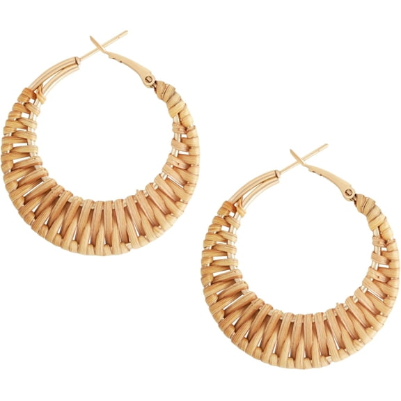 Boho Handwoven Rattan Hoop Earrings, Bohemian Summer Beach Statement Jewelry Gift for Women (2)