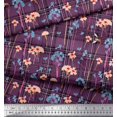 thumbnail image 2 of Soimoi Modal Satin Fabric Floral & Check Print Fabric by the Yard 42 Inch Wide, 2 of 5
