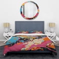 thumbnail image 3 of Designart "Abstract Blue and Pink Pop Fusion I" Pop Art Bedding Covert Set - Fashion Blue Glam Bed Set With 2 Shams, 3 of 5