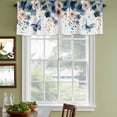 thumbnail image 3 of Navy Blue Spring Floral Curtain Valances for Windows, Kitchen Valance Window Treatments Panel 2 Pack, Farmhouse Butterfly Watercolor Rod Pocket Short Curtains for Bathroom Bedroom 54 x 18 Inch, 3 of 8