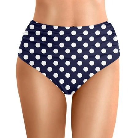 CAIVO Women Swimwear High Waist Bikini Bottoms Swim Briefs Beach Shorts Ruched Bottom High Cut Swim Bottom Full Coverage Swimbottom Breathable Beach Vacation Summer Swim Wear