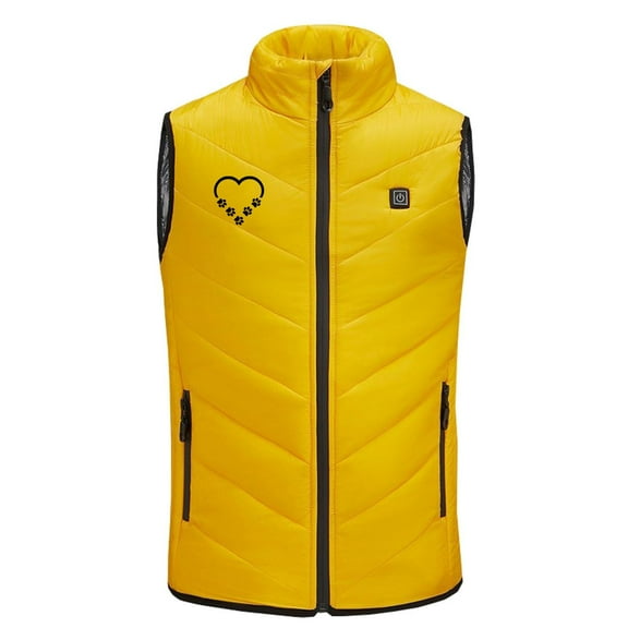 Odeerbi Kids Boys Girls Heated Vest Kids Puffer Vest Children USB Intelligent Constant Temperature 2 Areas Heated Jacket Solid Color Plus Size Winter Coat Yellow 6-7 Years without Power Bank
