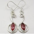 thumbnail image 2 of SilverStarJewel 925 Pure Silver Marquise Cabochon Carnelian Pretty Stone Dangle Earrings 1.5", 2 of 3
