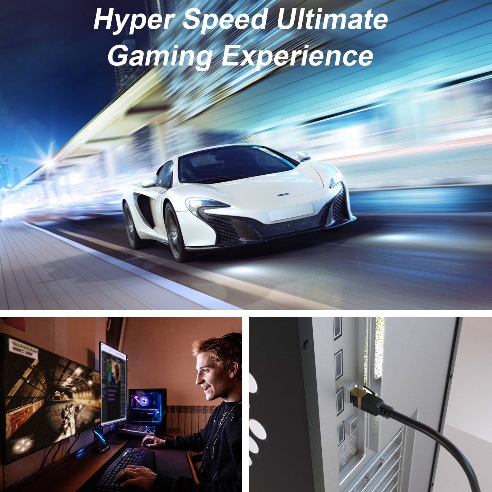 Cat 8 Ethernet Cable 75ft, Outdoor&Indoor, Heavy Duty High Speed Cat 8 LAN Network Cable, 40Gbps 2000MHz with Gold Plated RJ45 Connector, Weatherproof S/FTP UV Resistant for Router/Modem/Gaming