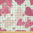 thumbnail image 2 of Ambesonne Vintage Valentine Fabric by the Yard Microfiber, Hand Paint Hearts, 5 Yards, Pink and Rose, 2 of 2