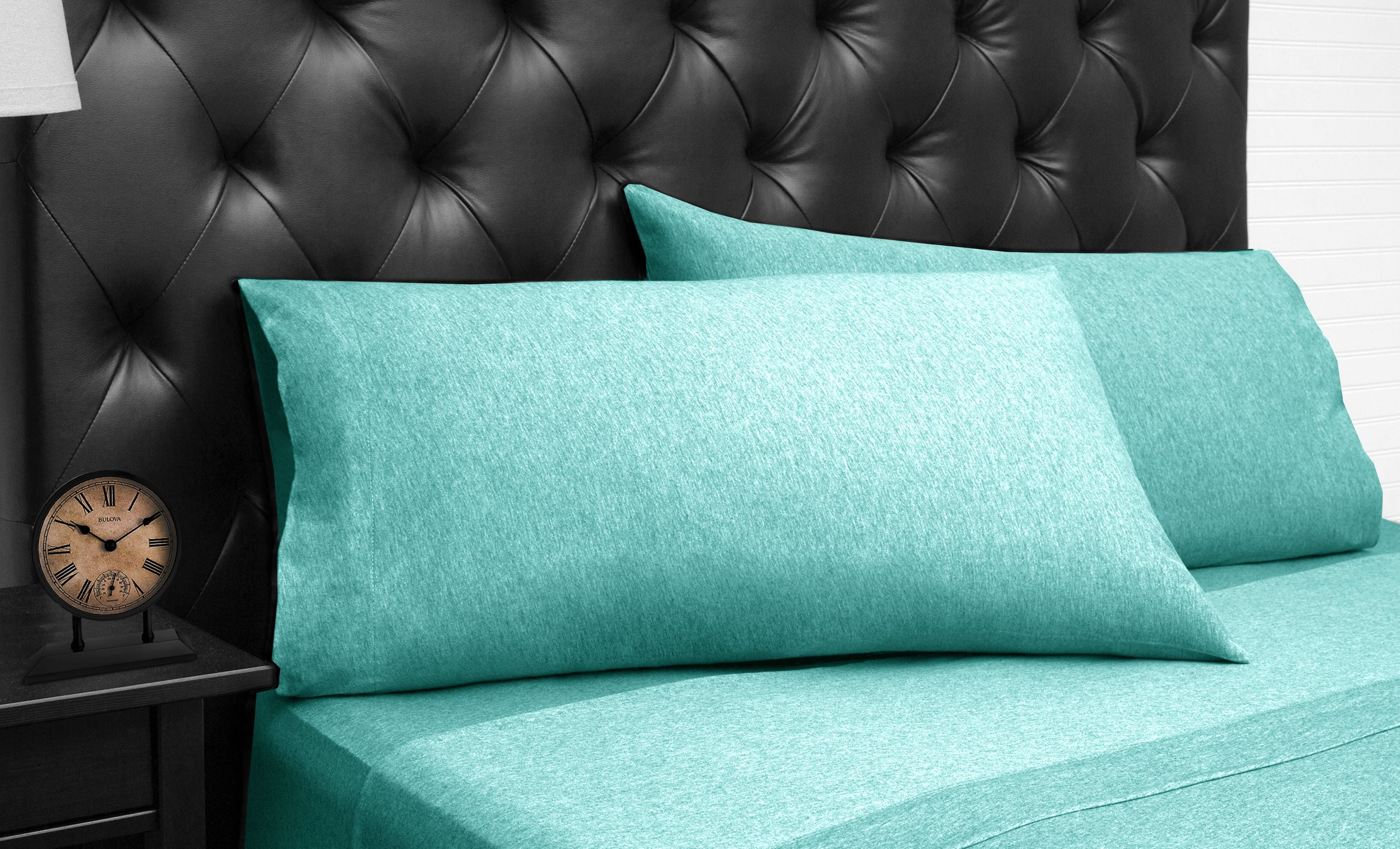 100 Organic Cotton King Aqua Jersey Knit Sheet Set