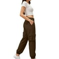 thumbnail image 6 of Plus Size Cargo Pants for Women 2025 Fall Winter Loose Elastic High Waisted Outdoor Casual Sweatpants with Pockets, 6 of 6