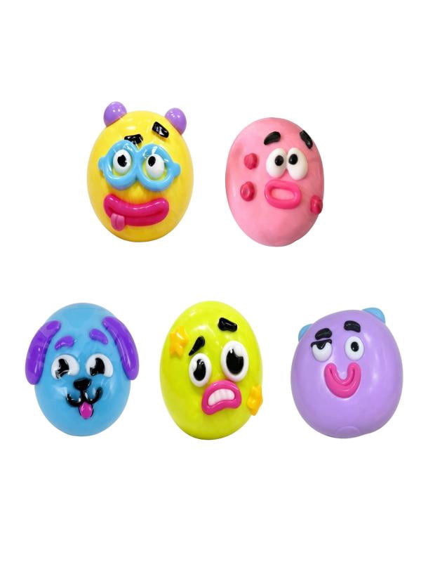 Face-Changing Squishy Stress Balls 5-Pack, Squeeze and Swap Face Sensory Toys, Cute Expression Decompression Toys, Anxiety Relief Fidget Toys Set