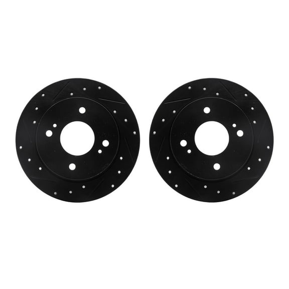 Dynamic Friction Company Rear Brake Rotors-Drilled and Slotted-Black 8002-67088