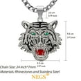 thumbnail image 6 of NEGS Roaring Tiger Head Pendant Punk Rock Stainless Steel Necklace, 24'' 7mm Chain for Men Women Hip Hop Gift, 6 of 8