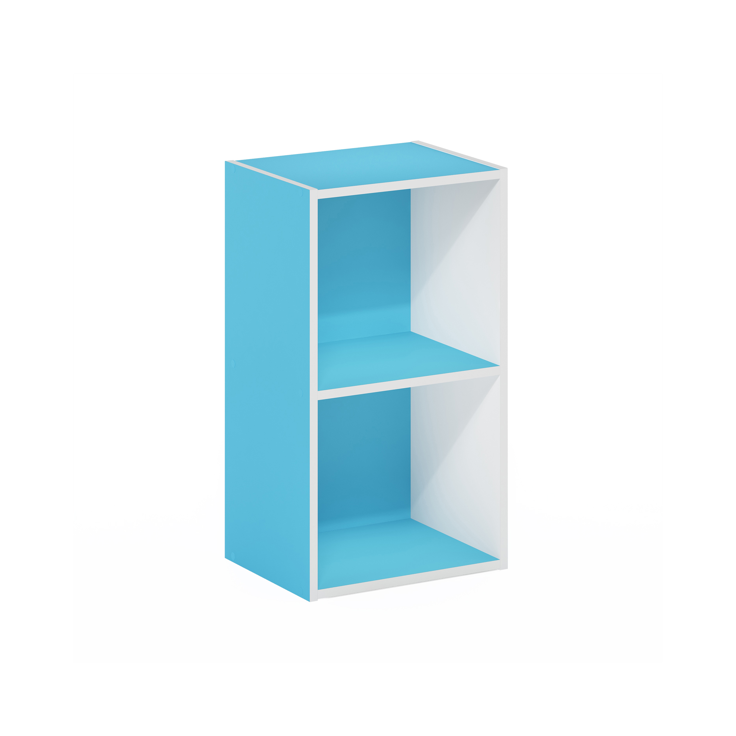 HOMLUX 9" x 12" x 21" Storage Shelf 2 Tier Cube Bookcase, Suitable for Small Space, White & Blue