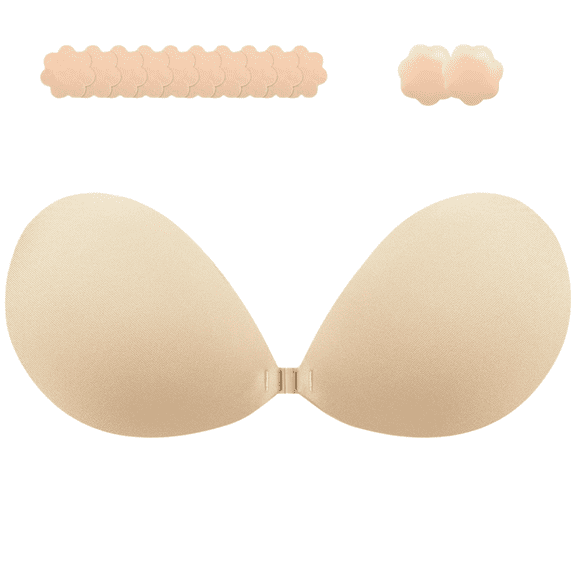 Nicelf Sticky Bra, Invisible Push-Up Adhesive Bra with Nipple Covers, Strapless Backless Bra for Wedding Dress, Swimwear, Deep V Outfits