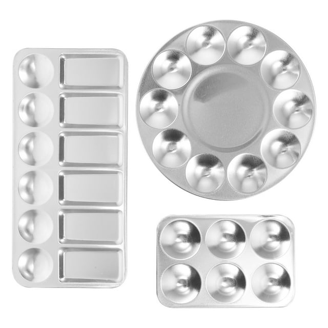 Miangastore 3pcs Aluminum Paint Plate Tray Mixing Rod Spatula Set for Watercolor Oil