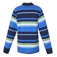 thumbnail image 2 of Boys Cotton Striped Long Sleeve Polo Rugby Shirt - Blue Stripes - Size 12, 2 of 3