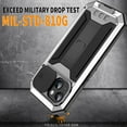 thumbnail image 3 of Allytech Rugged Case for iPhone 15 Plus with Screen Protector & Camera Lens Sliding Cover, Anti-Drop Shockproof Dustproof Hidden Kickstand Heavy Duty Triple-Layer Protection Shell, Silver, 3 of 7
