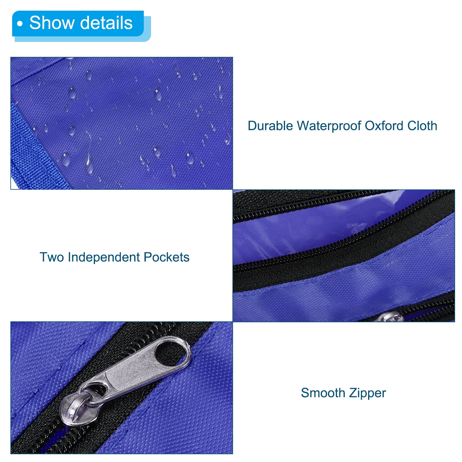 Uxcell Expandable Pencil Pouch for 3 Rings Binder, 6 Pack Oxford Cloth Zipper Binder Pouch Pencil Case Dark Blue/Black