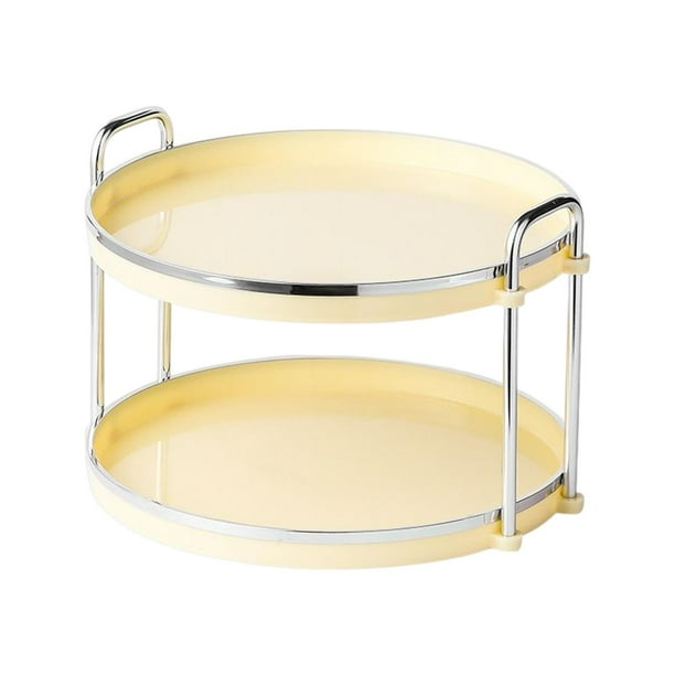 Bandeja de mostrador de 2 niveles Sunnimix Bandeja decorativa de servicio de tocador redonda AMARILLO