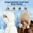 thumbnail image 2 of 2026 New 3 in 1 Beanie Hat with Scarf and Mask, 3 in 1 beanie hat for women,Women's Outdoors Windproof Scarf Hat, Knitted Ski Mask Set(1pc pink), 2 of 14