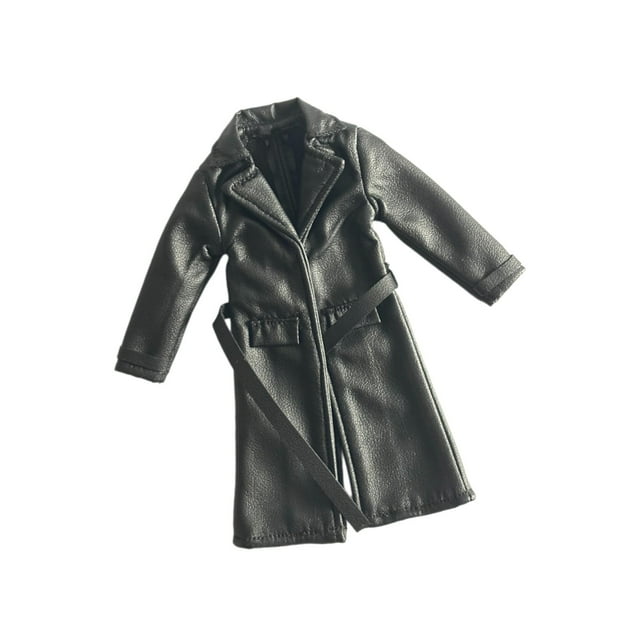 Figura masculina cortavientos largo, disfraz de figura masculina, ropa, decoración de muñecas, chaqueta de muñeca de cuero PU elegante, figura de