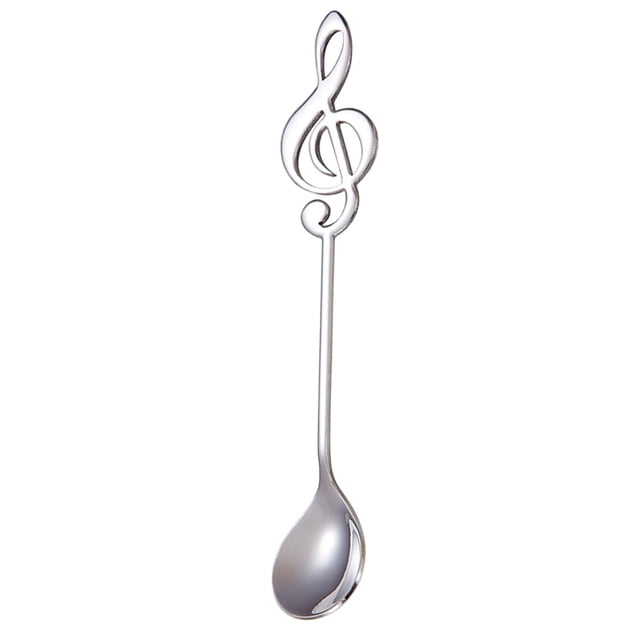 Stainless Steel Titanium-coated Coffee Spoons Musical Note Pattern Stirring Spoon Dessert Scoop Tableware (Primary Color)