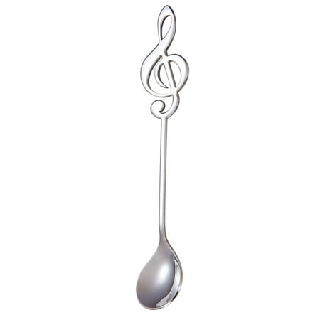 

Stainless Steel Titanium-coated Coffee Spoons Musical Note Pattern Stirring Spoon Dessert Scoop Tableware (Primary Color)