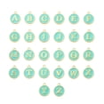 thumbnail image 1 of 26 Pieces Initial Letter Charms Handmade Hanging Pendant Double-sided Alloy Charm DIY Crafting Earring Using Accessories Light Green Color, 1 of 5