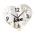 thumbnail image 4 of Reloj de pared de lujo con diseño de corazón, acrílico, tranquilo, para dormitorio, estudio, decoración moderna del hogar. Plata espejo, 4 of 9