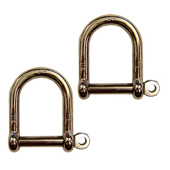 3/8" Screw Pin Wide D Shackle Stainless Steel - 2 Pack